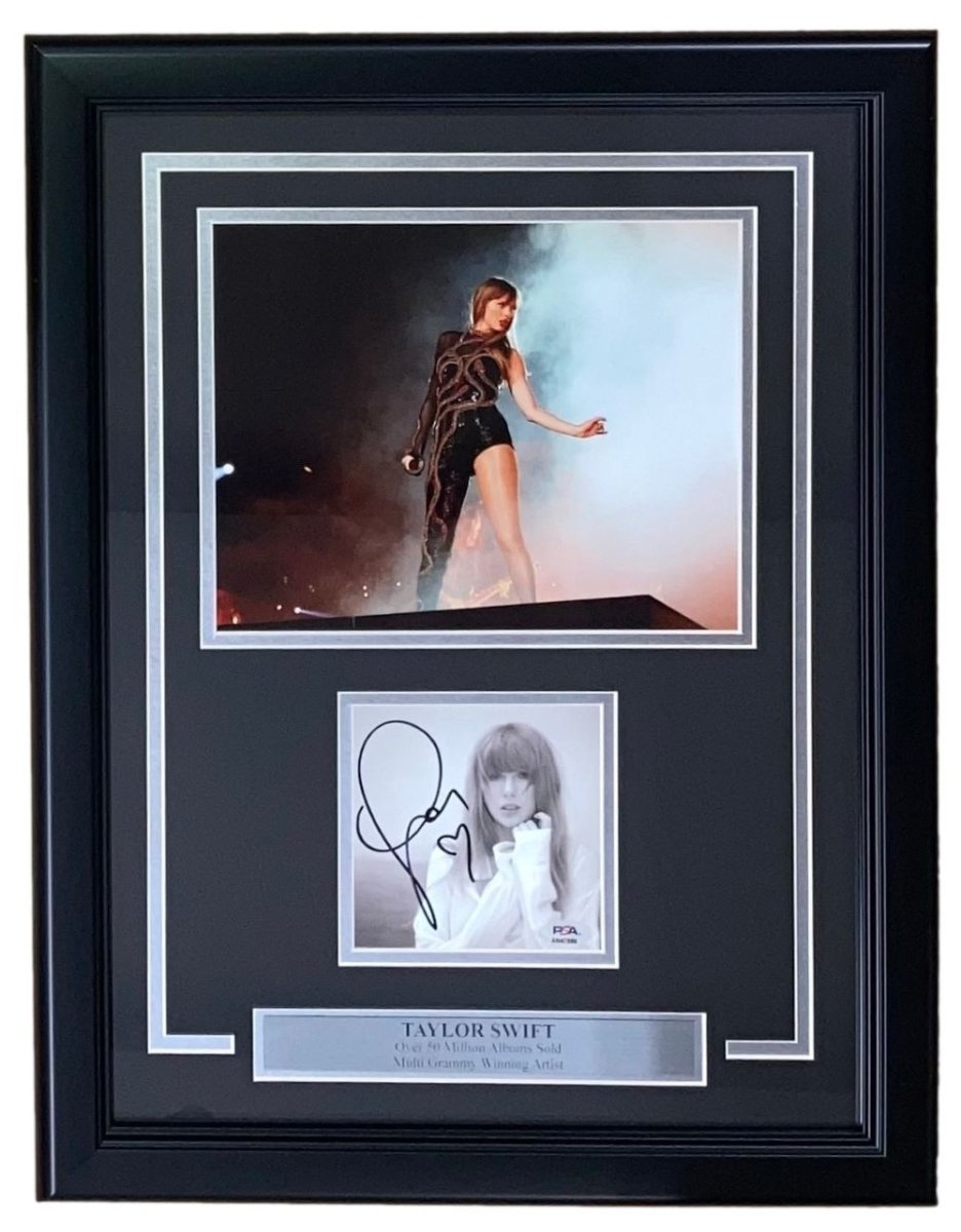Taylor Swift Signed Framed RARE Heart Drawn Insert w/ 8x10 Smoke