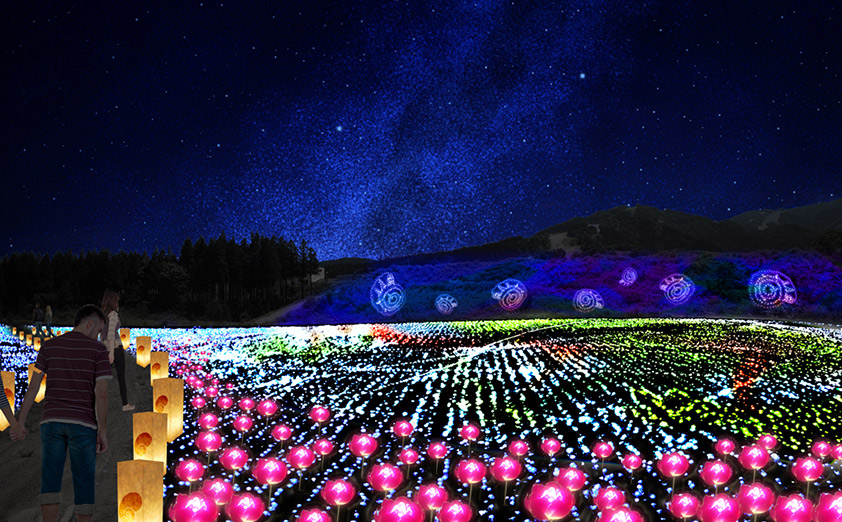 日本最大級の光の地上絵イルミネーション！ スキージャム勝山「ジオ