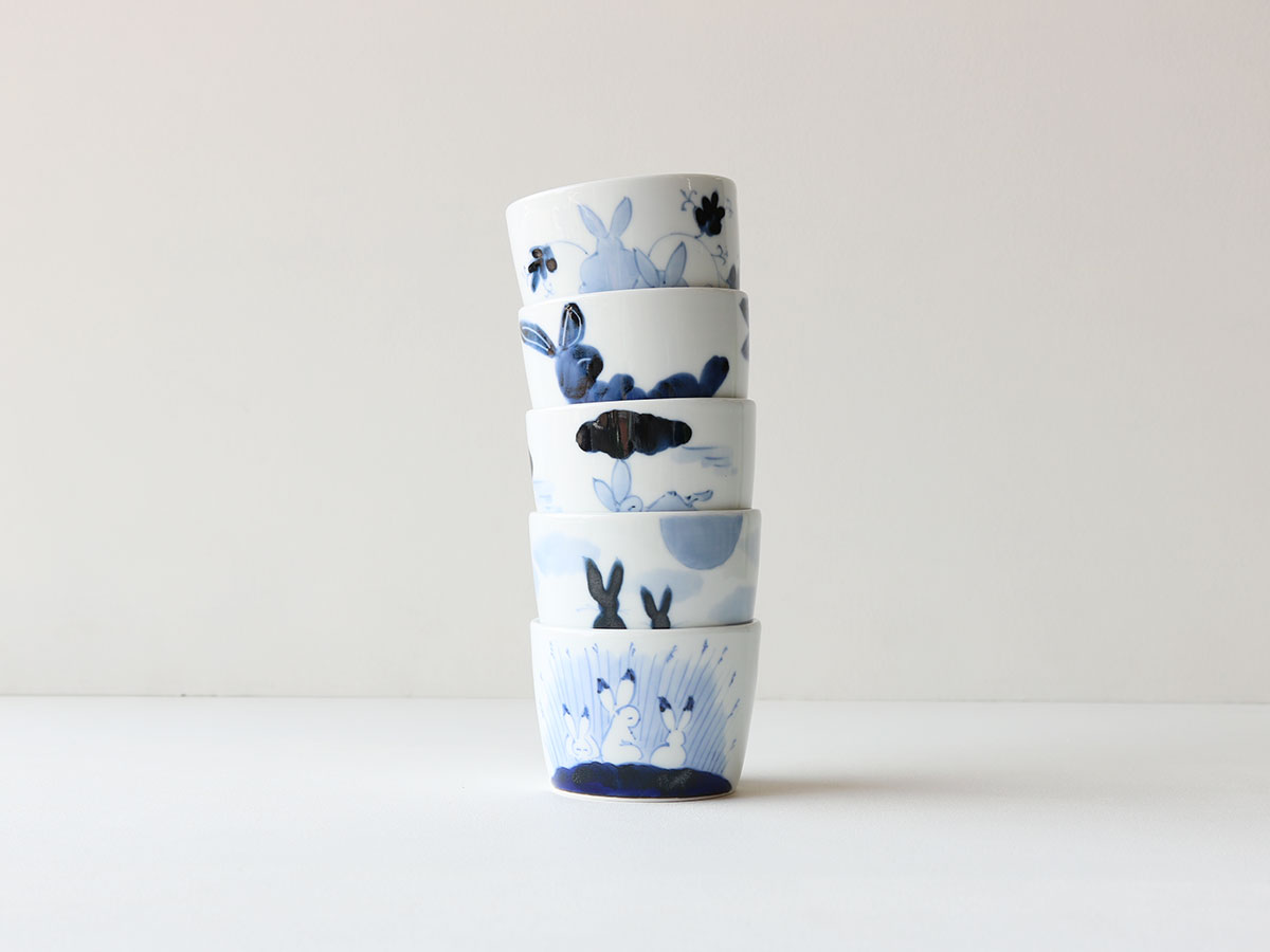 染付 うさぎ そばちょこ 伊万里焼