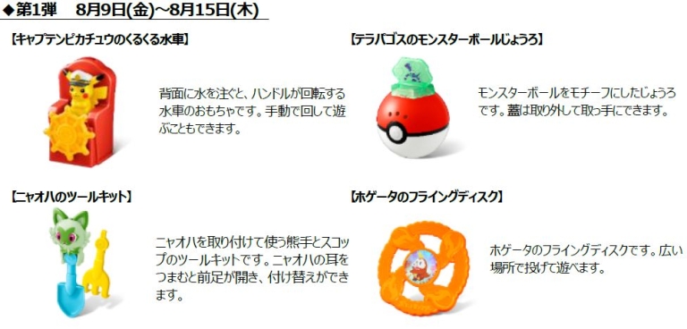 ハッピーセット「ポケモン」第2弾発売、ピカチュウ・クワッスなど