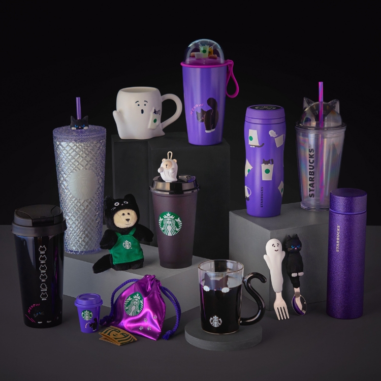 スタバ「ハロウィン」グッズ2025全16品、黒猫やおばけモチーフの
