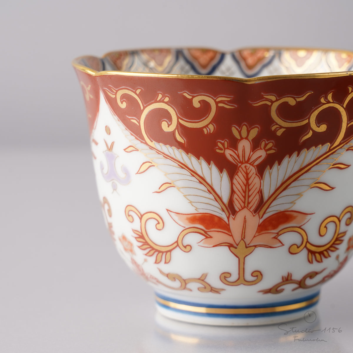 有田焼 赤濃金彩唐草 コーヒー碗皿 カップ&ソーサー 180ml 其泉窯の