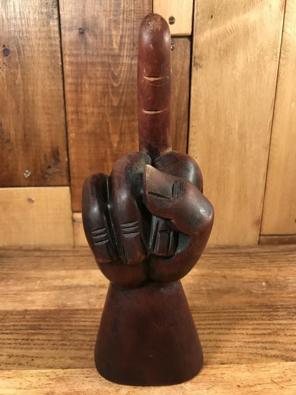 Middle Finger Fuck Sign Wooden Figurine ファックサイン ビンテージ