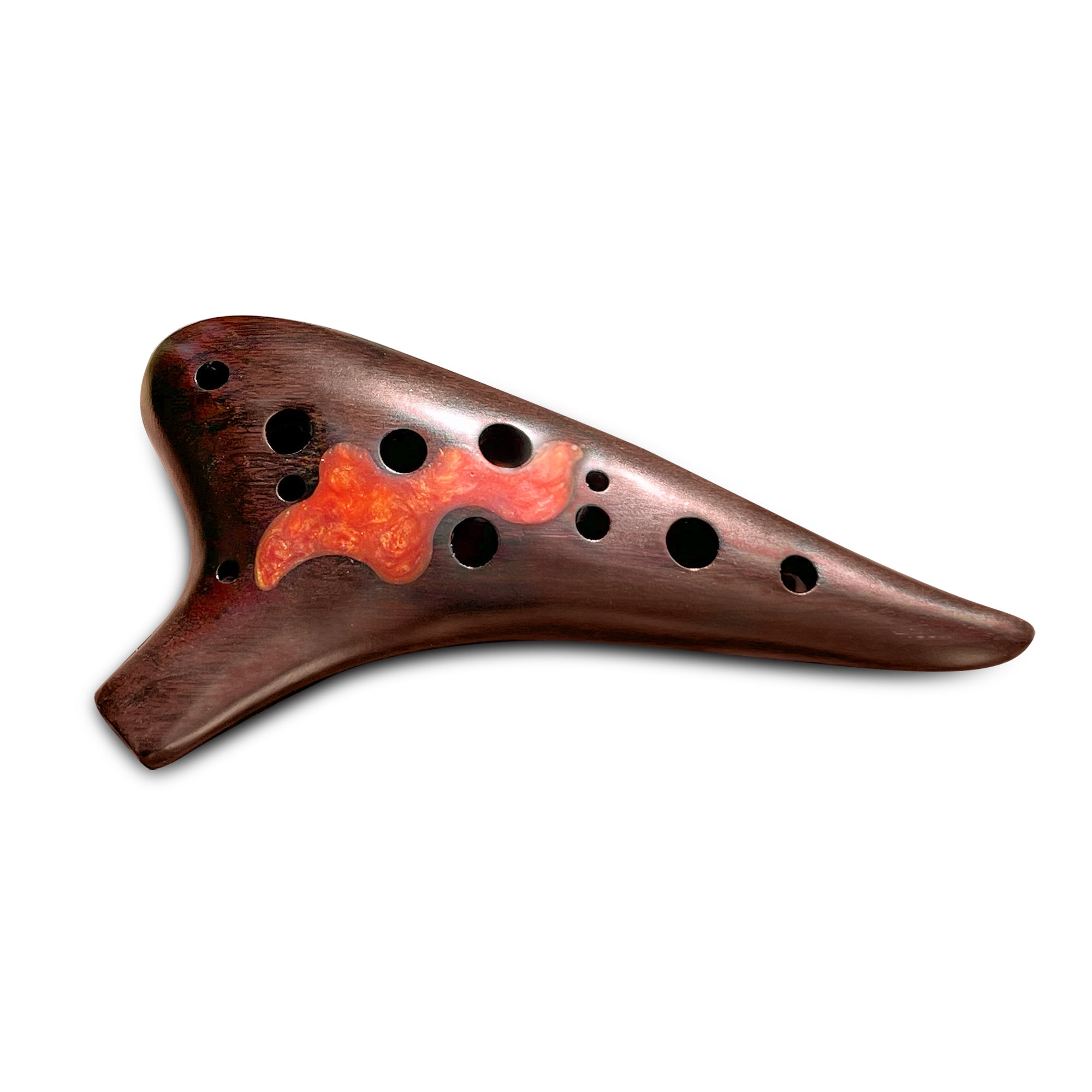 12 Hole Wooden Soprano Ocarina in C Major with Volcanic Epoxy