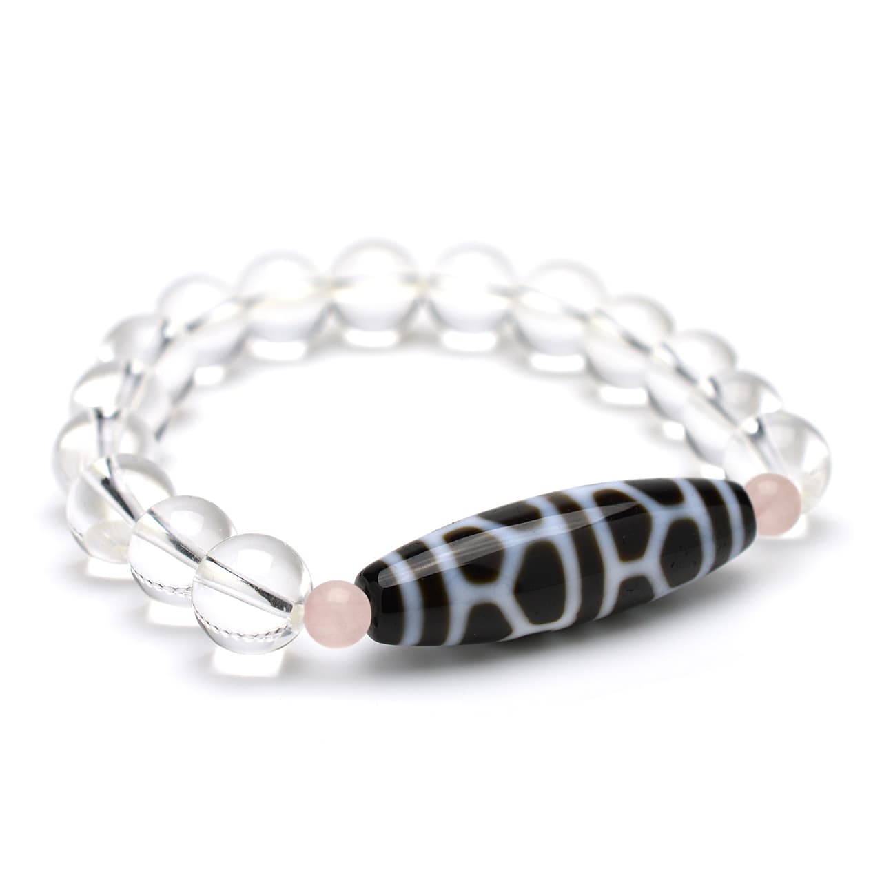 亀甲長寿天珠・水晶 - 10mm玉、サイズ15、17cm | 天然石ブレスレットの