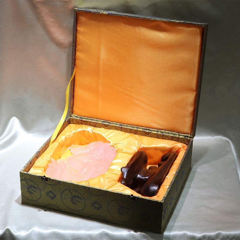 現品限り】【一点物】置物 ローズクォーツ 龍 台付き ケース付き