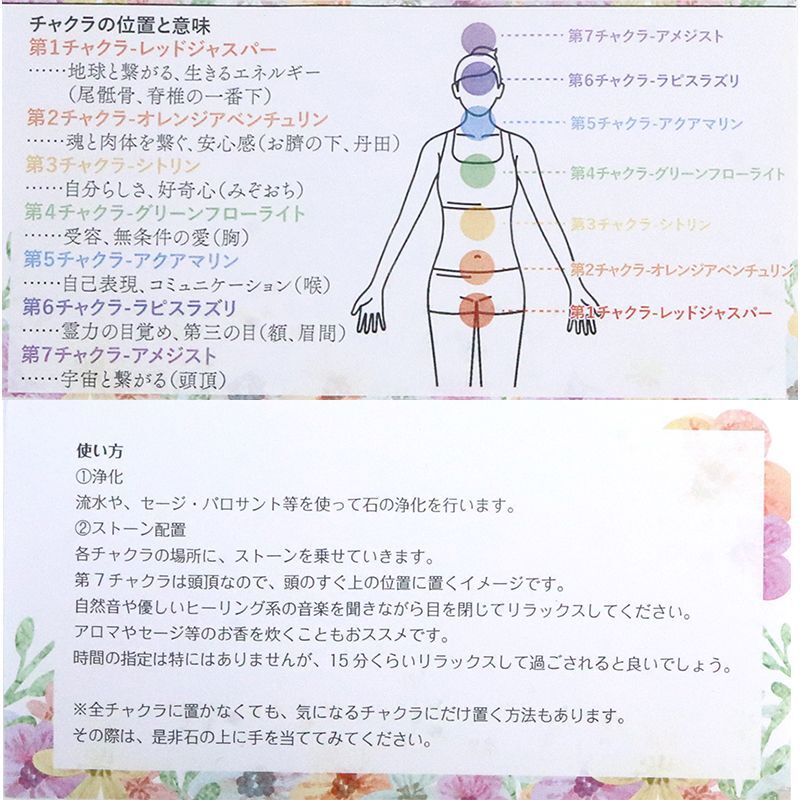 チャクラストーンヒーリングセット 原石 パッケージ付き 浄化グッズ