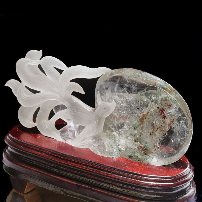 置物 ガーデンクォーツ 九尾の狐 ブラジル産 台付き 癒し 心の