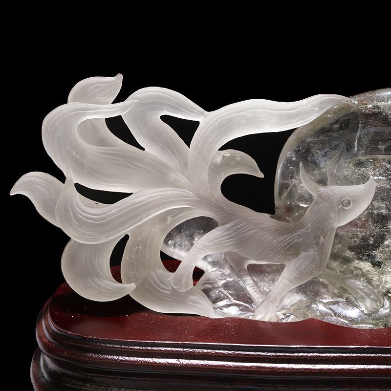 置物 ガーデンクォーツ 九尾の狐 ブラジル産 台付き 癒し 心の