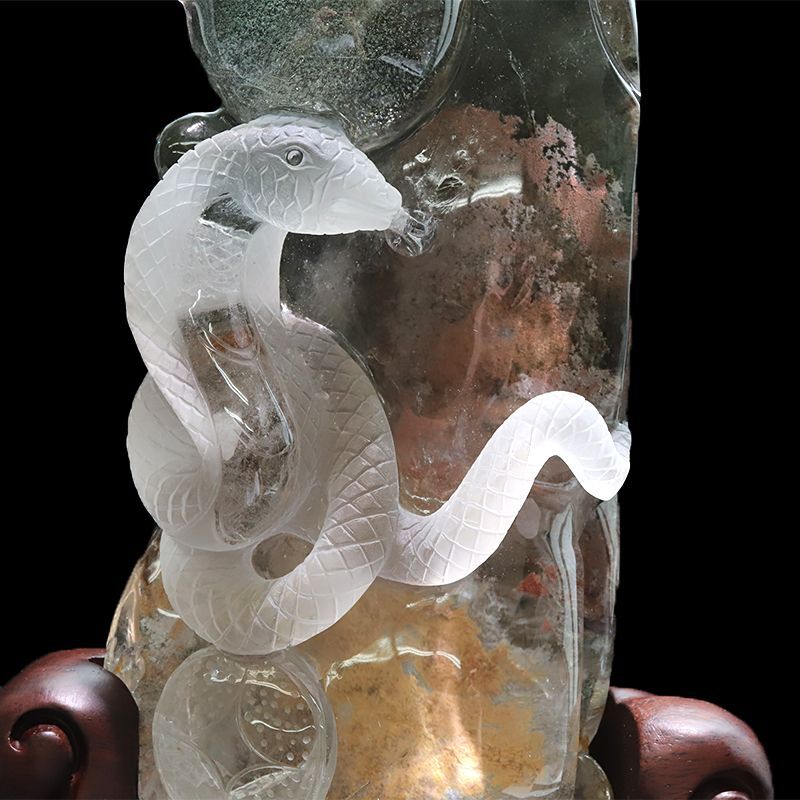 一点物】置物 ガーデンクォーツ 蛇 ブラジル産 干支 弁財天の眷属 台