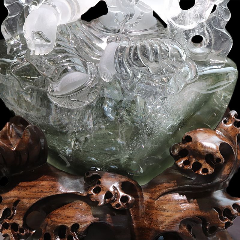 一点物】置物 ガーデンクォーツ グリーンターラ ブラジル産 菩薩 台