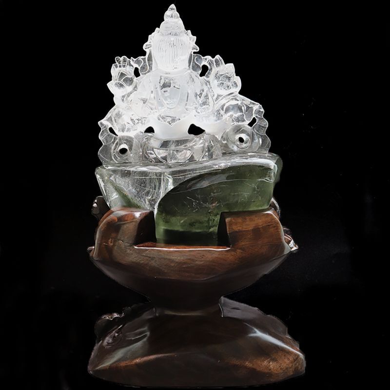 一点物】置物 ガーデンクォーツ グリーンターラ ブラジル産 菩薩 台