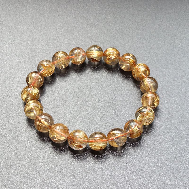 ブレス タイチンルチルクォーツ＜ブラジル産＞ 丸 約10mm 金運 財運
