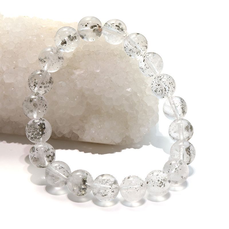 ブレス パイライトインクォーツ＜ブラジル産＞ 丸 約9.5mm 記憶力 強い