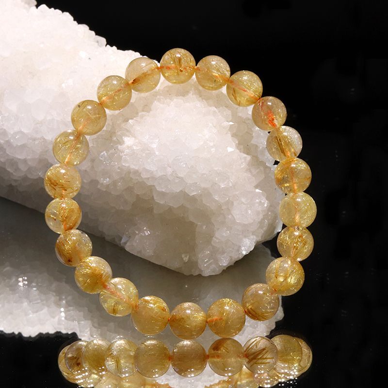 ブレス ルチルクォーツ＜ブラジル産＞ 丸 約8.5mm 金運 財運