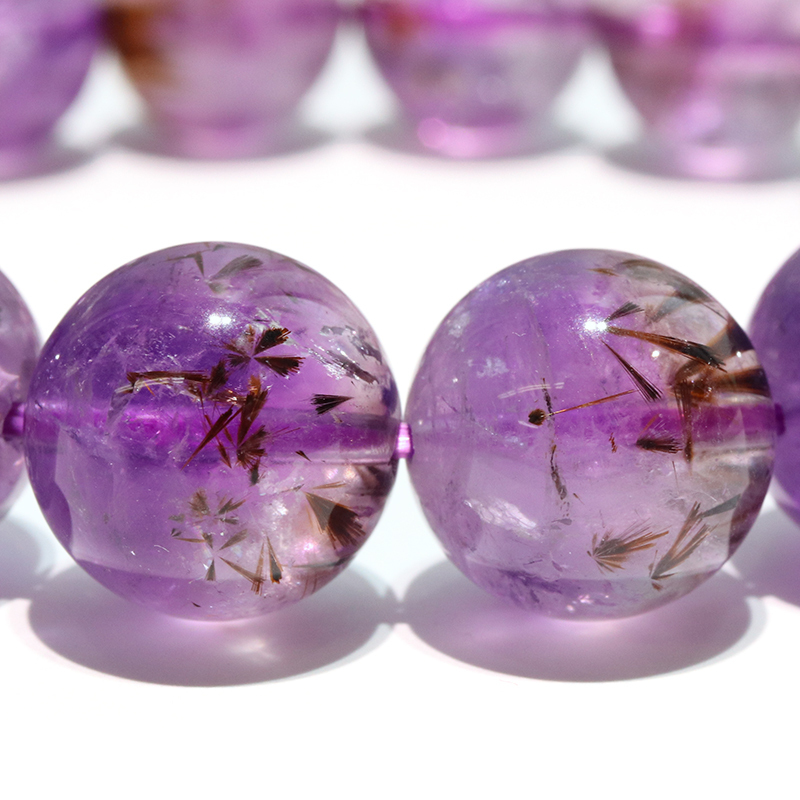 ブレス カコクセナイトインアメジスト＜ブラジル産＞ 丸 約13.5mm 品番