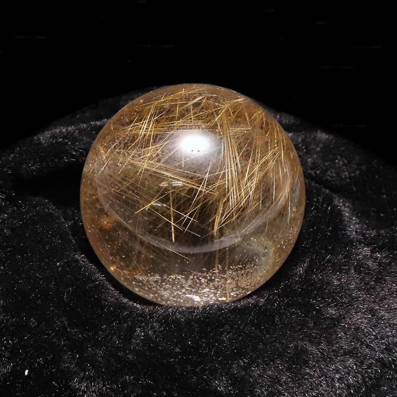 一点物】丸玉 ルチル入りマニハール水晶 インド マニハール地方産 約