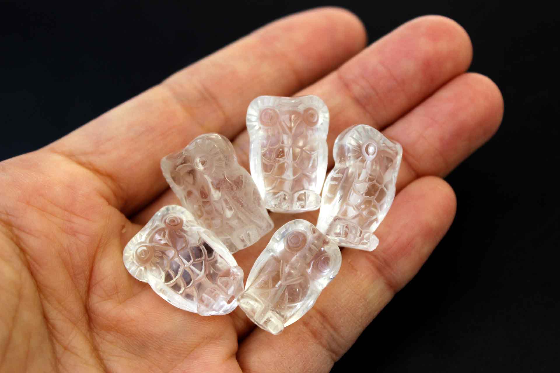 彫物 ふくろう 水晶 （穴あり） 品番： 7610 - ストーンクラブ