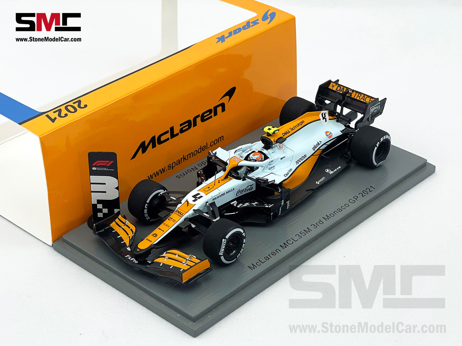 Mclaren F1 MCL35M #4 Lando Norris Monaco 2021 Podium Gulf Livery 1