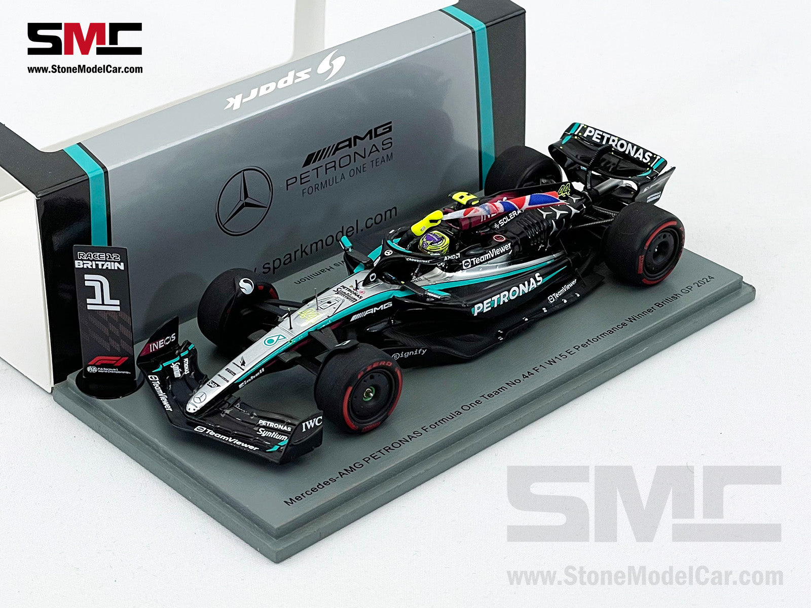 Mercedes F1 W15 #44 Lewis Hamilton British GP 2024 Winner Spark 1