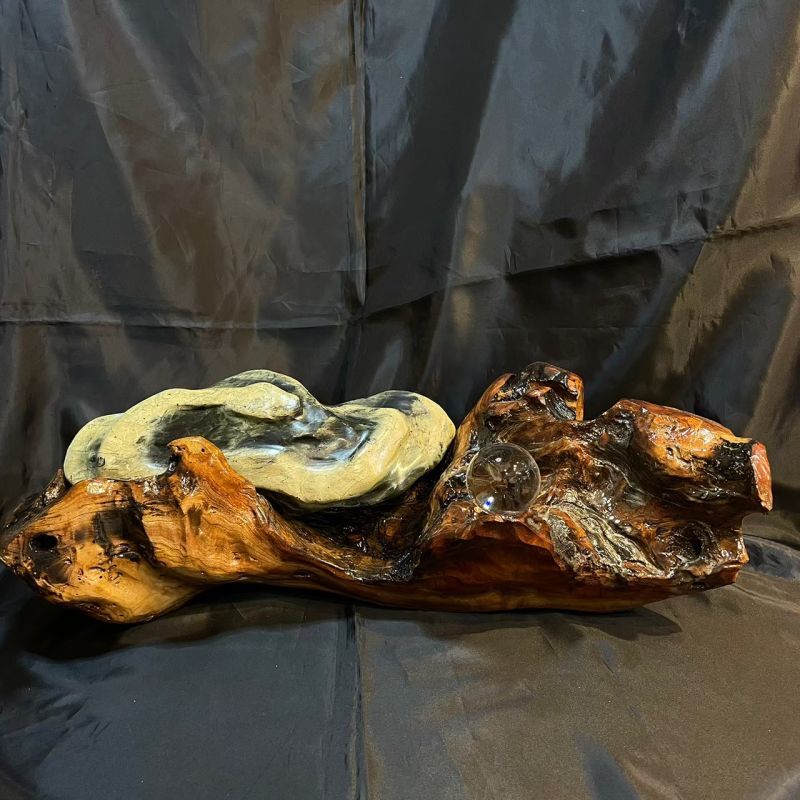 蛇石・木製台座付（へび石） ｜ パワーストーン・天然石・原石の専門店