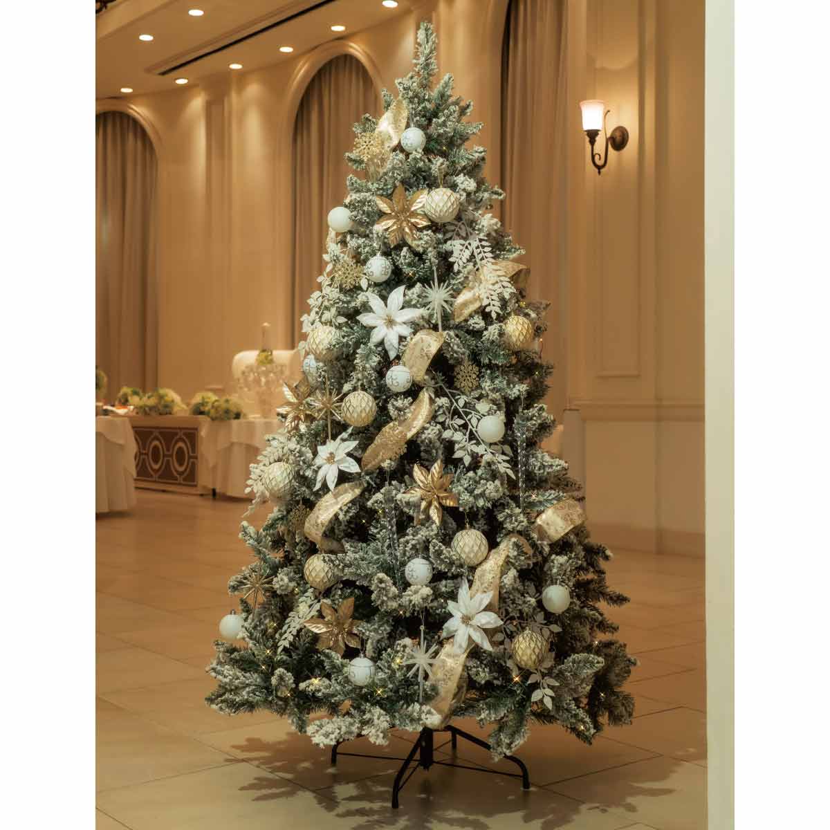 ホワイト クリスマスツリー スノーツリー LEDライト付き 180cm ツリー