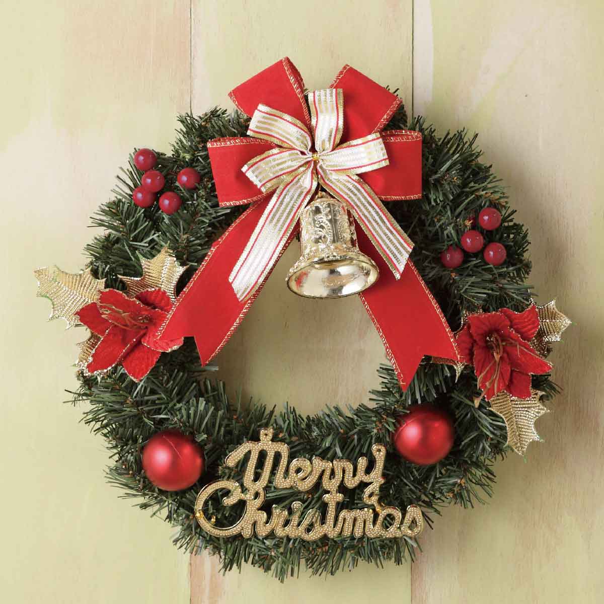 30cmクリスマスリース レッド