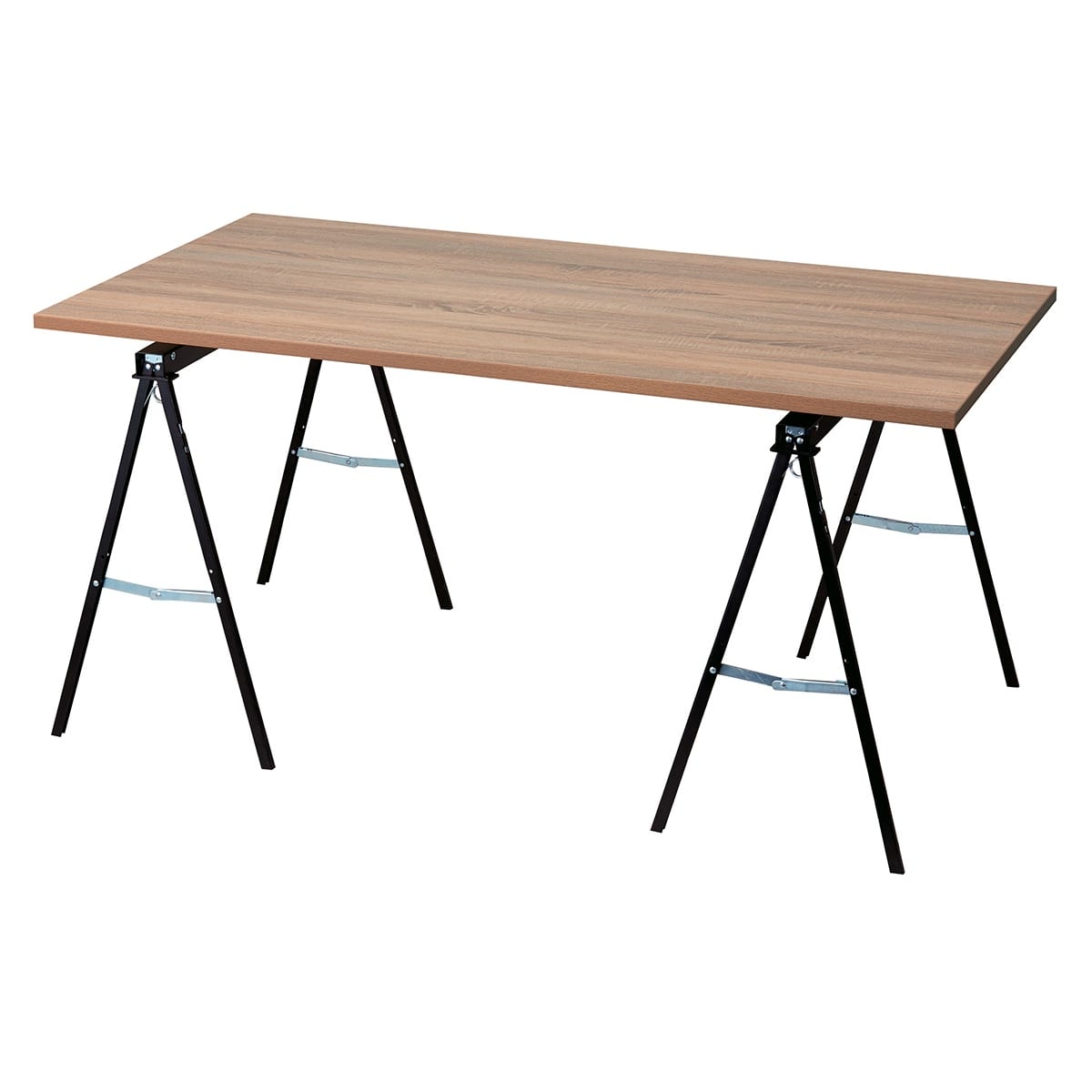 マルシェ簡易テーブル 天板ラスティック柄 ブラック脚〔ストエキ