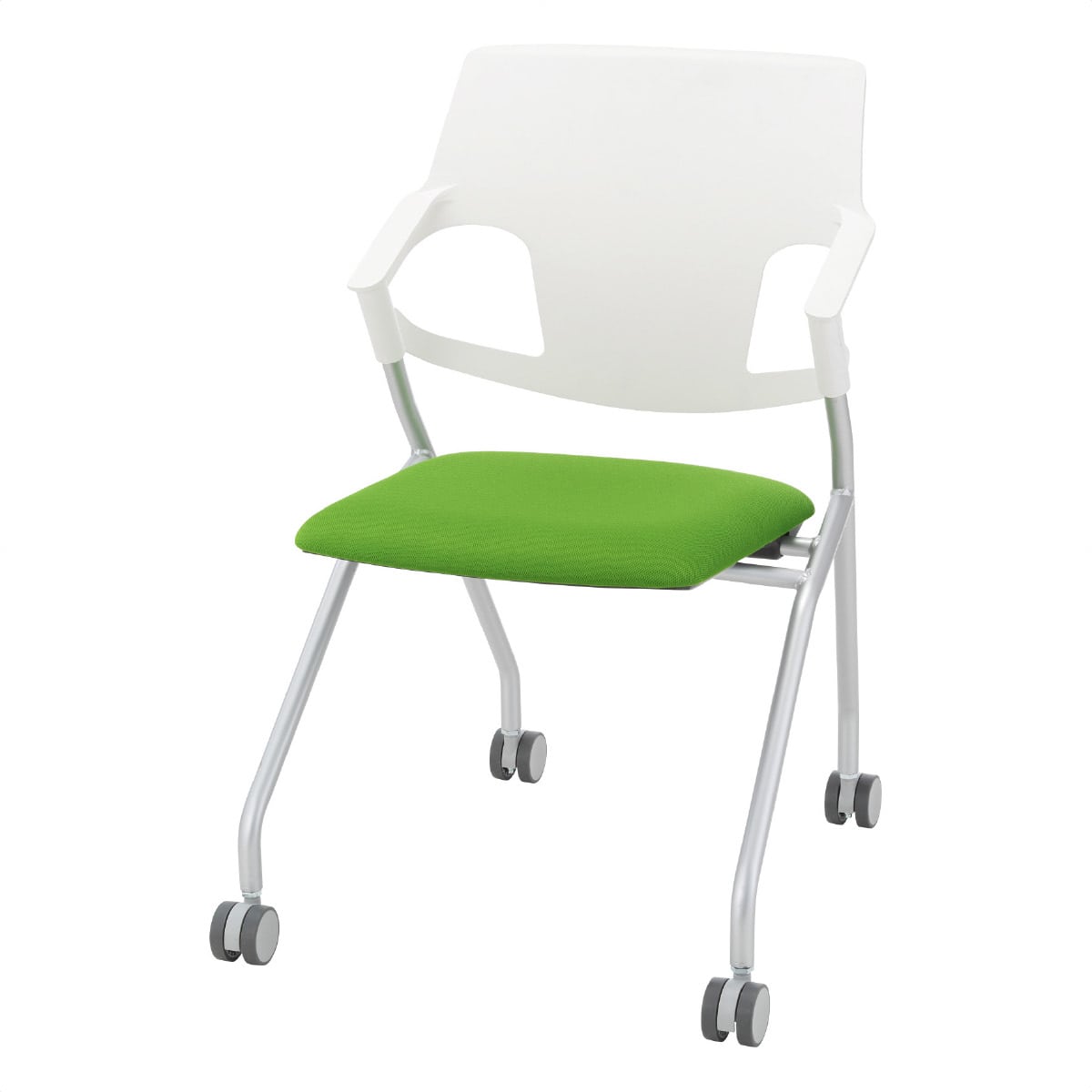 2脚】キャスター付きミーティングチェア CX 背面ホワイト オレンジ