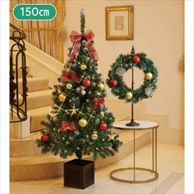 2WAYガーランド付クリスマスツリーセット レッド 150cm［ストエキ