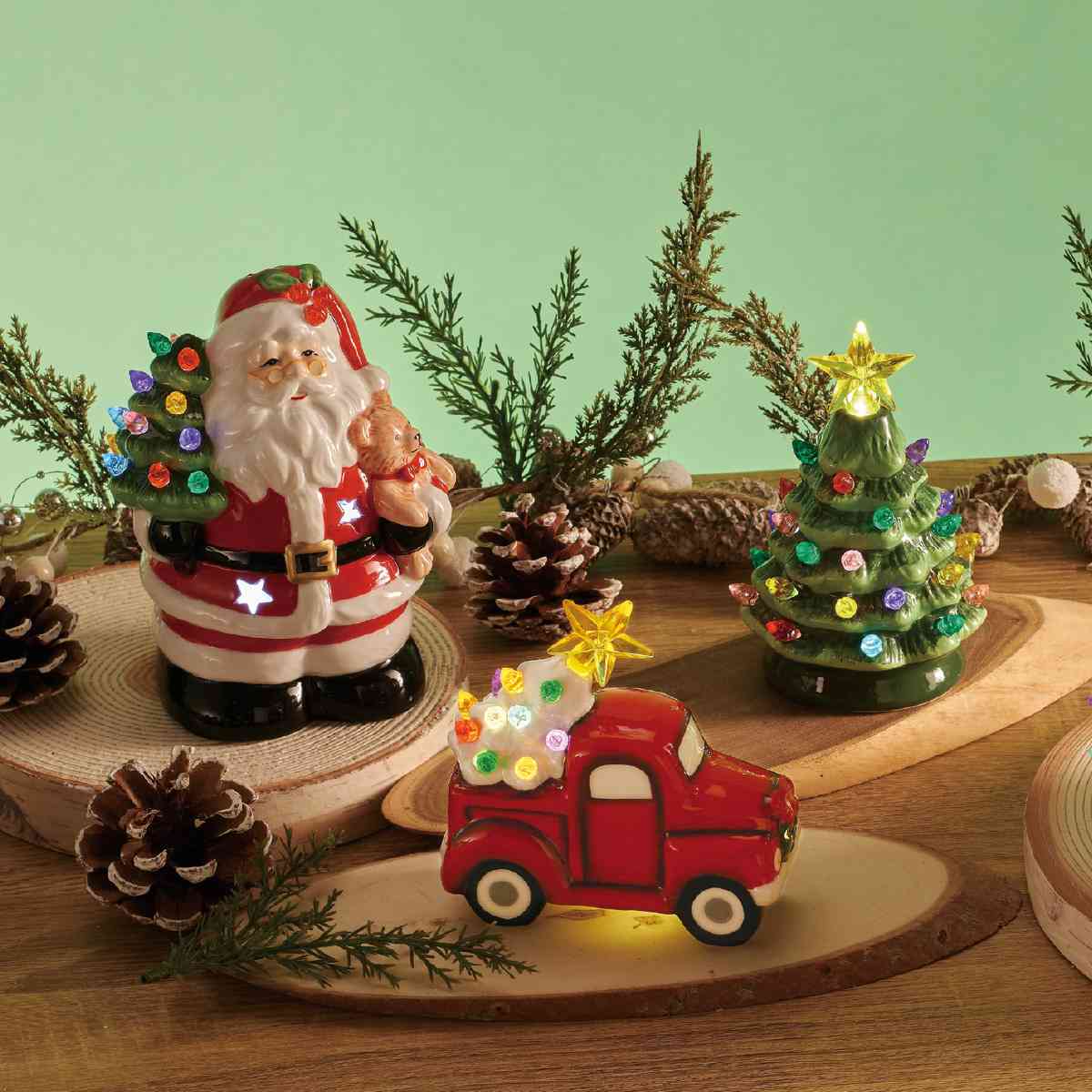 LEDセラミックスタンド クリスマスツリー 幅10×高さ18cm