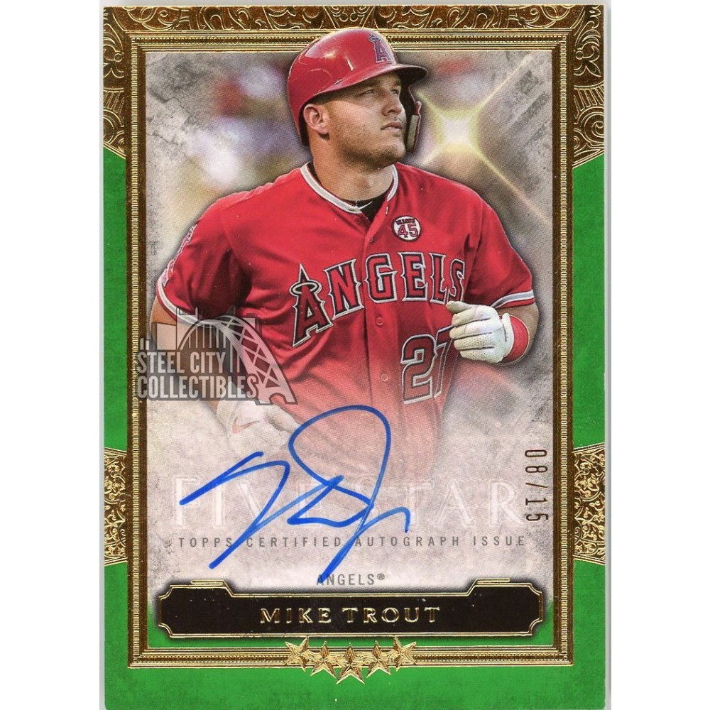 Mike Trout 2020 Topps Five Star Green Autograph Card #FSA-MT 8/15