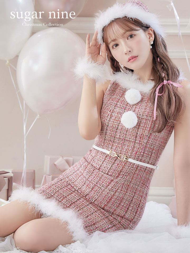 サンタSALE!!】ミディアム丈/ ツイード/ ワンピースタイトサンタ