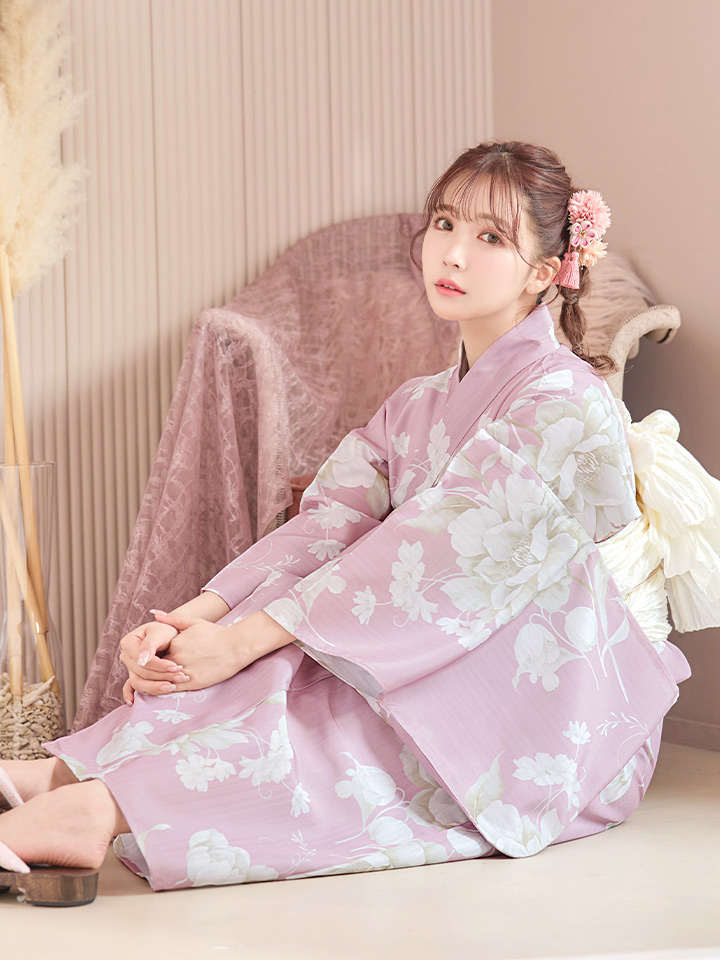 即日発送】【浴衣セール】【浴衣】大胆な牡丹が咲き誇るピンク地浴衣