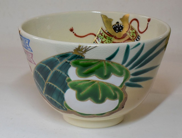 抹茶茶碗 色絵 柏餅と粽 加藤 永山作 すいぎょく園｜創業百年、お茶の