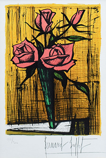ベルナール・ビュッフェ作品紹介｜グラスのバラ｜銀座の絵画販売・買取
