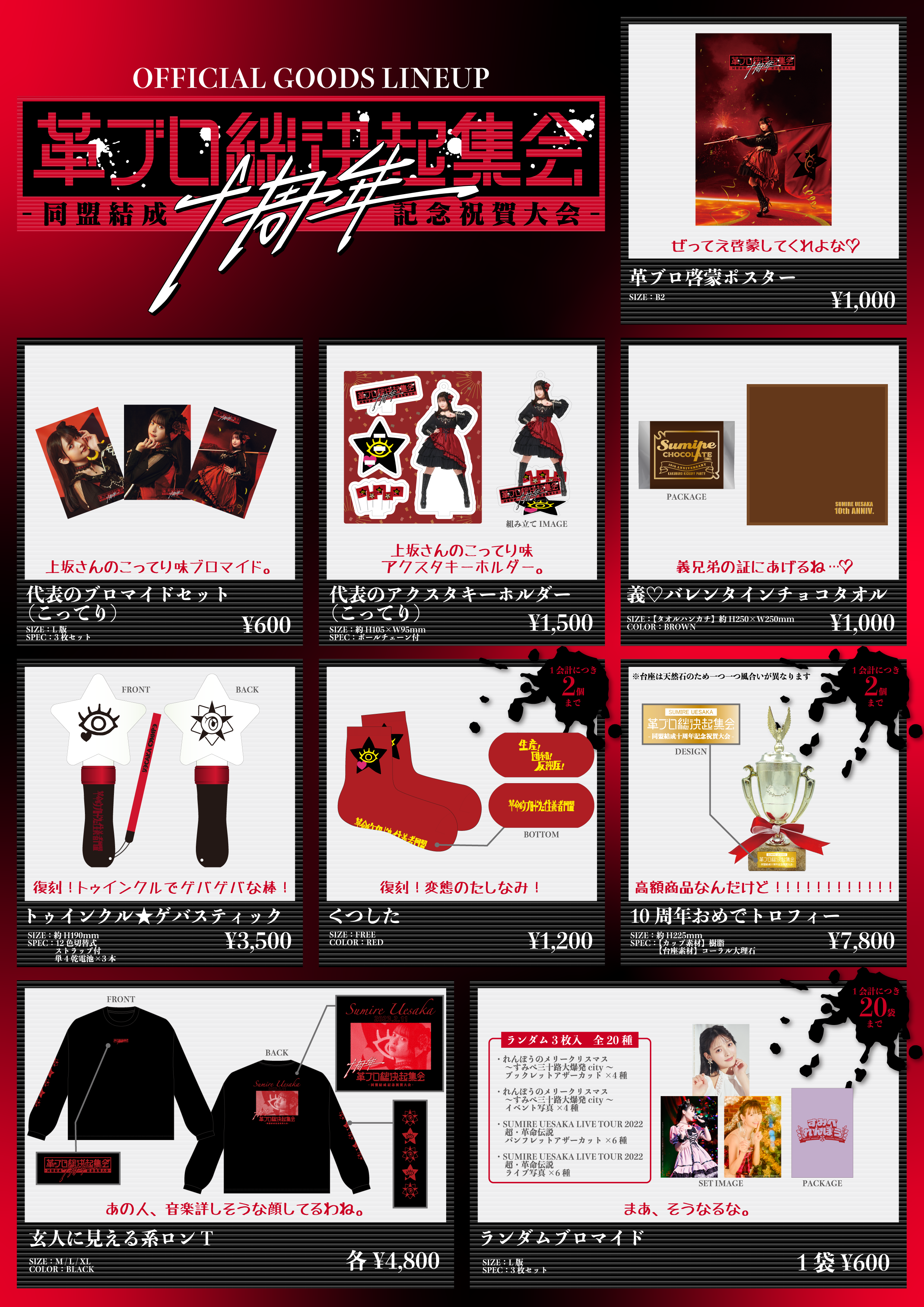革ブロ総決起集会 -同盟結成十周年記念祝賀大会-』グッズラインナップ