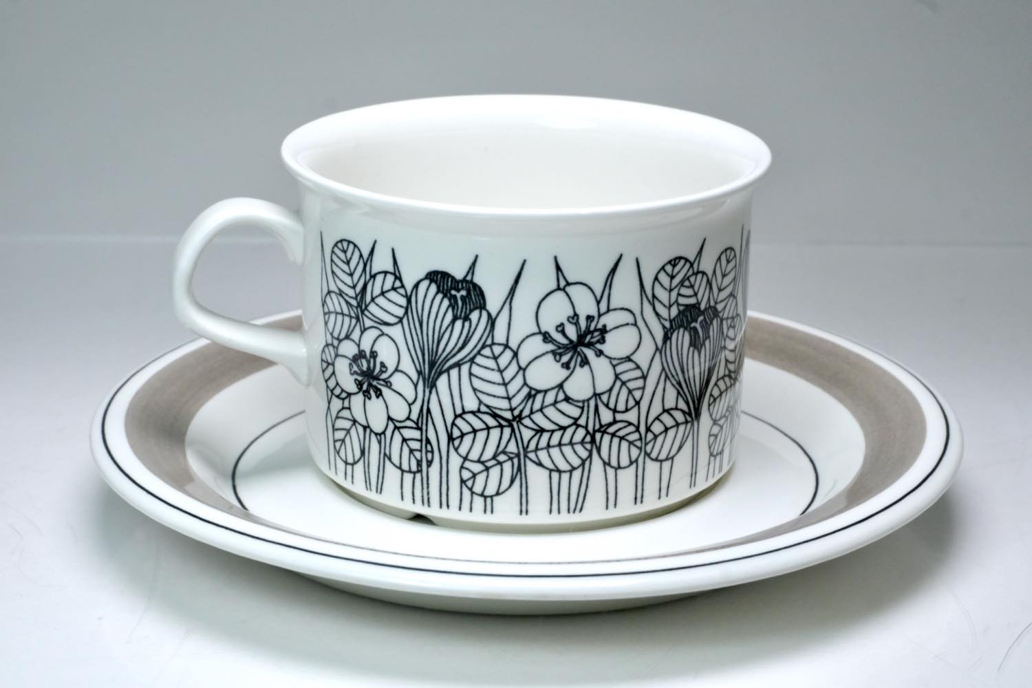 ARABIA/アラビア/Krokus/クロッカス/グレーリム/ティーカップ&ソーサー