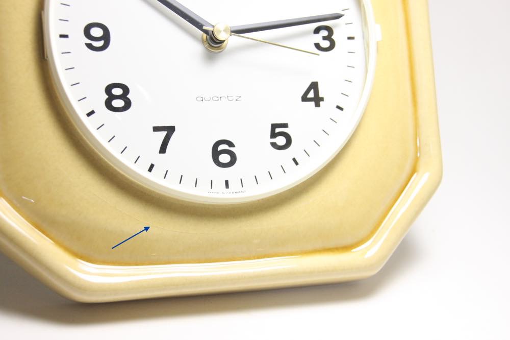 ビンテージ陶製壁掛け時計／Junghans製／ユンハンス／ドイツ／クリーム