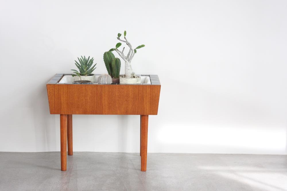 ビンテージ北欧家具/デンマーク/チーク+タイル/フラワープランター