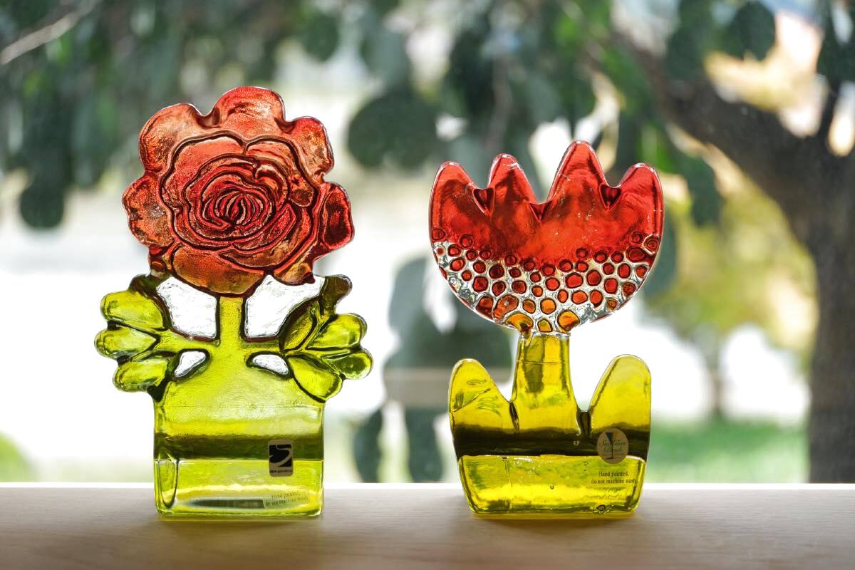 スウェーデン/Sea Glasbruk製/チューリップのガラスオブジェ