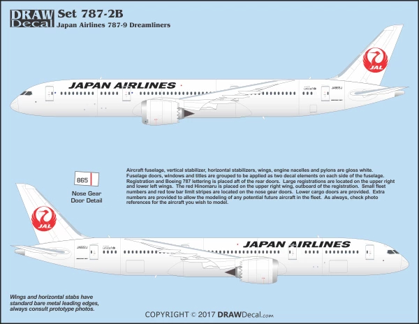 Boeing 787-9 Dreamliner - Japan Airlines Draw Decal -20-787-02B