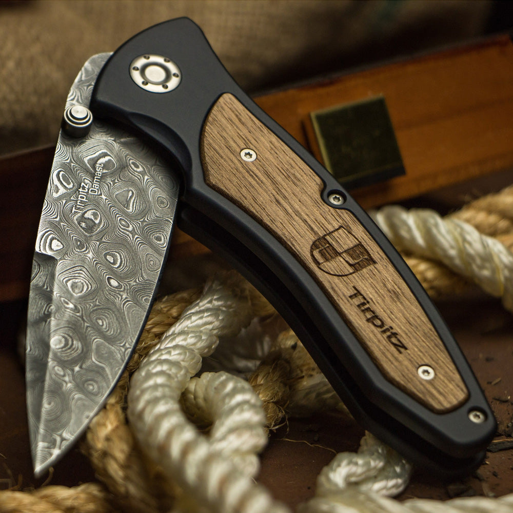Boker Tirpitz Damascus Folding Knife at Swiss Knife Shop