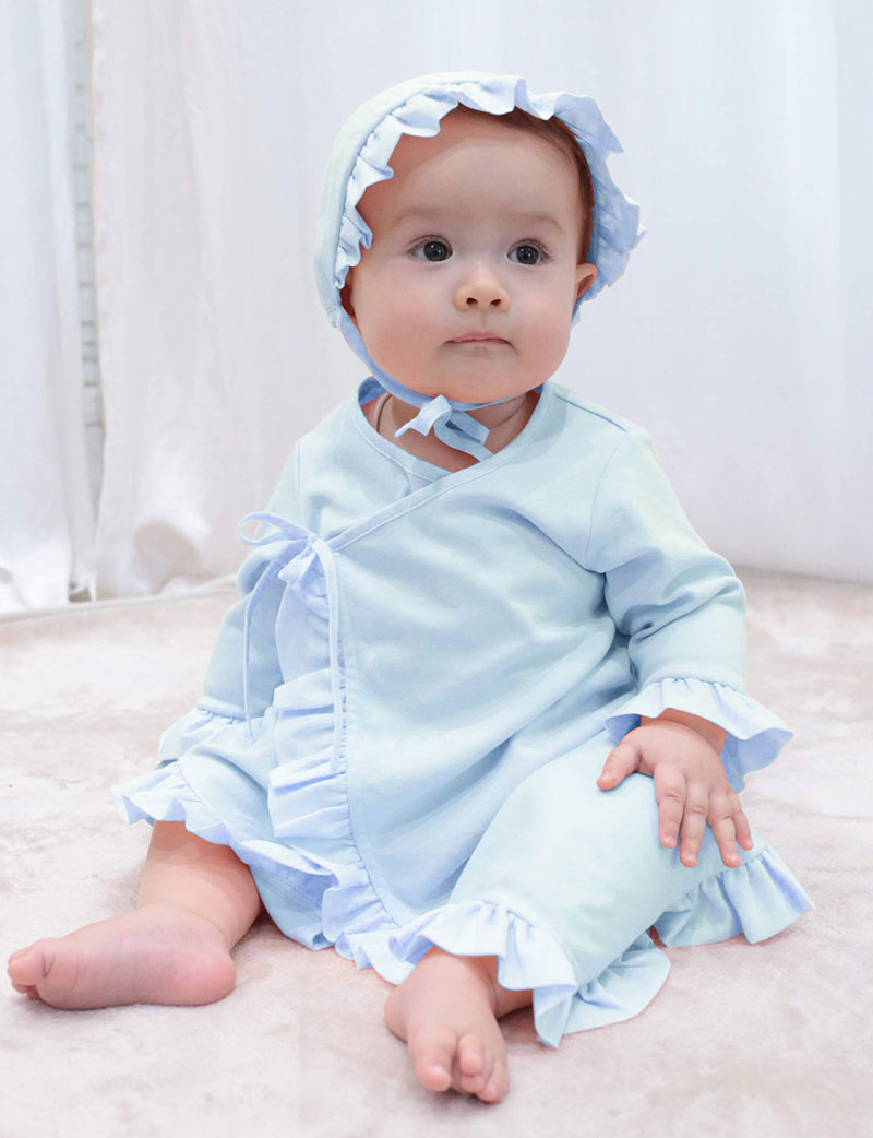オーガニックコットン100％ ボンネット＆フリルドレス2点SET ベビー