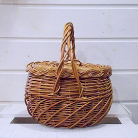 ウィッカーバスケット オーバル 蓋付き かごバッグ ポッシュリビング