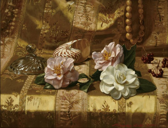 青木敏郎「椿の静物」の販売 | 美術品販売｜東京銀座ぎゃらりい秋華洞