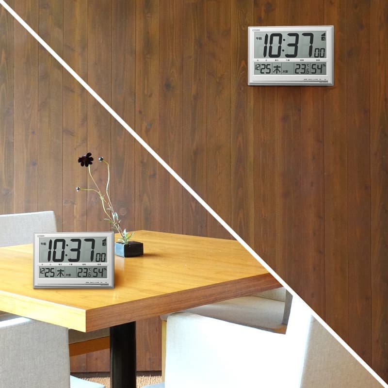 シチズン CITIZEN 電波時計 温度、六曜表示付き掛け置き兼用クロック