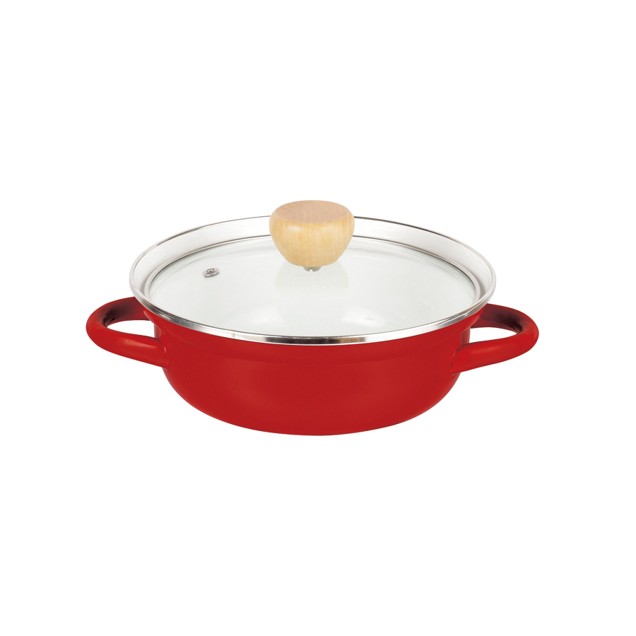 プレデンシア ホーローガラス蓋卓上鍋18cm(レッド) HB-931