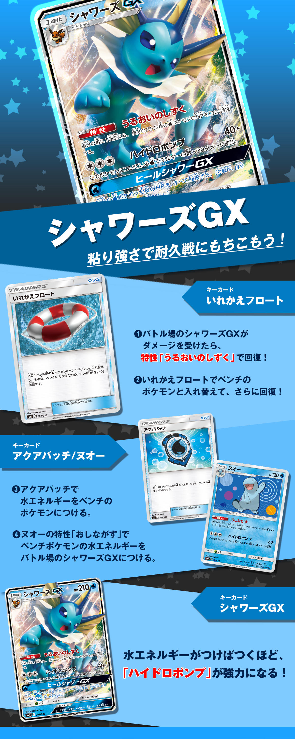 スターターセット「炎のブースターGX」「水のシャワーズGX」「雷の