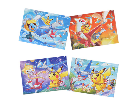 ラティアスとラティオスに乗って旅をするピカチュウのグッズが